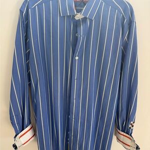 Robert Graham Blue and White Striped Button Down Shirt